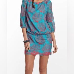 Lilly Pulitzer Rare Cee Cee dress is a snorkel blue coral lace shift